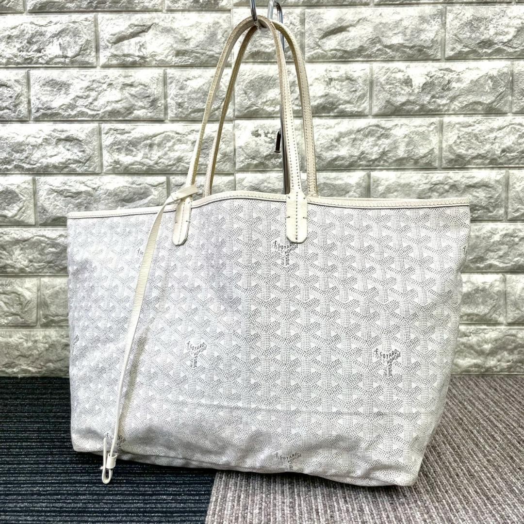 Goyard Saint Louis White Canvas Tote Beach Travel Shoulder Bag Luxury Designer