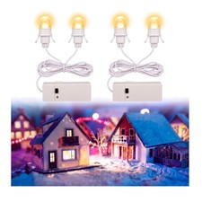 2 Sets of Battery Operated LED Christmas Village Lights - Modern Holiday Decor