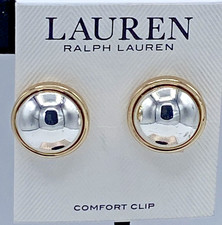 Lauren Ralph Lauren Two Tone Sphere Huggie Earrings .75" NEW