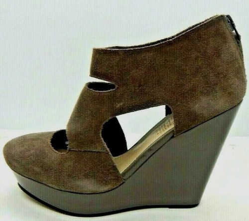 MRKT Womens Gray Suede Platform Wedge Heels Back Zip Shoe Size 6 - Picture 2 of 9