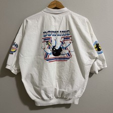 Vintage 80s White Bowling Polo Shirt Team USA Olympics Men Size Large USA Made L