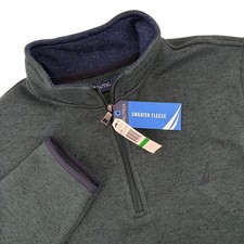 Nautica Mens Quarter Zip Sweater Fleece Pullover Bayou Green K1776M Large New