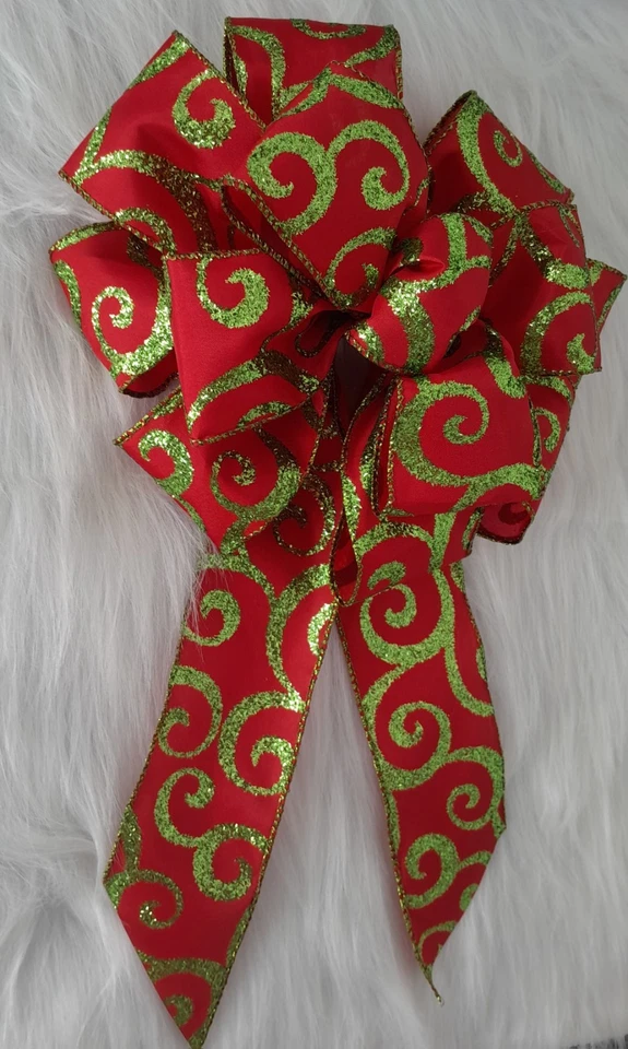 The Grinch  Large Bow -Christmas Tree Decoration - Wreath Bow - Handmade Bow - Image 3 of 4