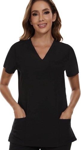 COZY FIT LOT OF 5 Black scrub tops size XL 94% Polyester 6% Spandex EUC