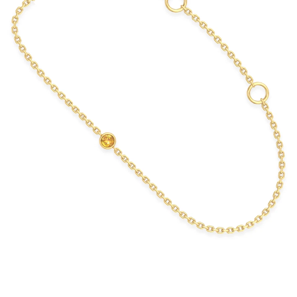 Изящный элегантный подарок браслет-солитер из желтого золота 9 карат с натуральным оранжевым цитрином - Изображение 4 из 4