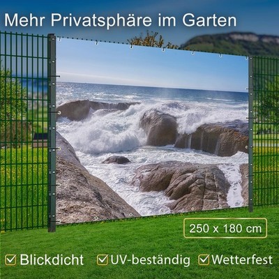 Sichtschutz Garten Zaun Doppelstabmatte Motiv Banner Meer Felsbrandung Südafrika