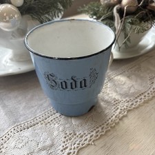 Becher Emaille Soda Hellblau um 1900 alt antik vintage Shabby Deko