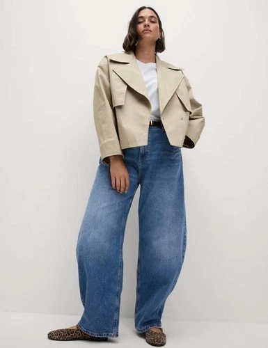 Marks & Spencer Womens Cotton Loose fitting Jeans in Medium Indigo - M&S