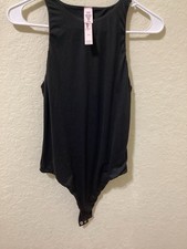 Victoria's Secret Black Sleeveless One Piece Bodysuit Solid M Mild Compression