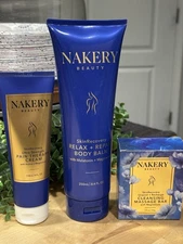 Nakery Beauty 3 Pc SkinRecovery Pain Therapy Cream, Balm & Magnesium Bar Set NEW