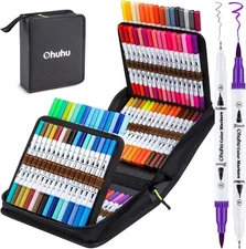 Ohuhu Art Marker Pen Watercolor Brush Type Extra Fine Storage Case 100color