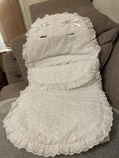 Vintage Rüschen weiß Broderie Anglaise Fuß...