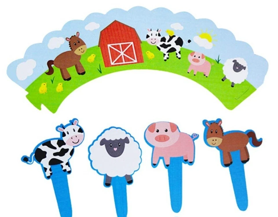 Cupcakes Toppers, 12 Wrappers Zenon's farm, Lola cow - Image 2 of 3