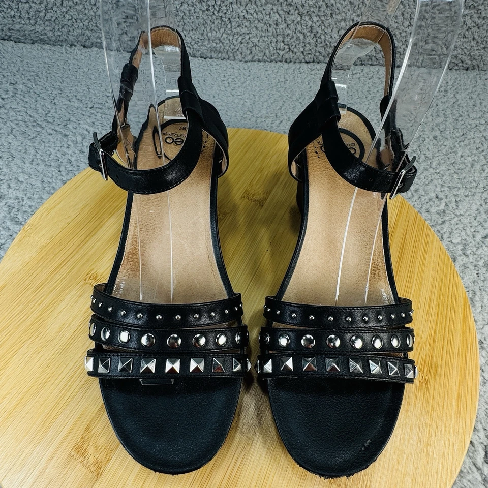 Abeo Biosystem Sandals Womens 7 Black Leather Strapp Strappy Hook Loop - Image 3 of 4