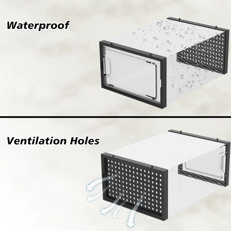Scatole per Scarpe,12 Pcs Scatole Portascarpe in Plastica Trasparenti Impilabili - Immagine 4 di 4
