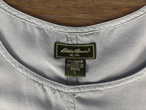 EDDIE BAUER Dress MP Twill Jumper Cottagcore Sleeveless Slate Size Petite L - Picture 4 of 8