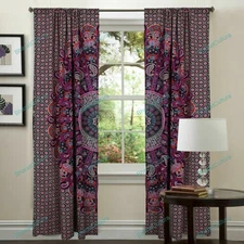 Mandala Handmade Window Door Arched Curtain Blue Wall Mount Twin Tapestry