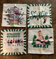 Taylor Swift Inspired Decorative Christmas Pillow Case Covers Set of 4 18x18