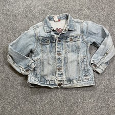 Vintage OshKosh B  gosh Denim Trucker Jacket Youth Size 7 Unisex Snap Distressed