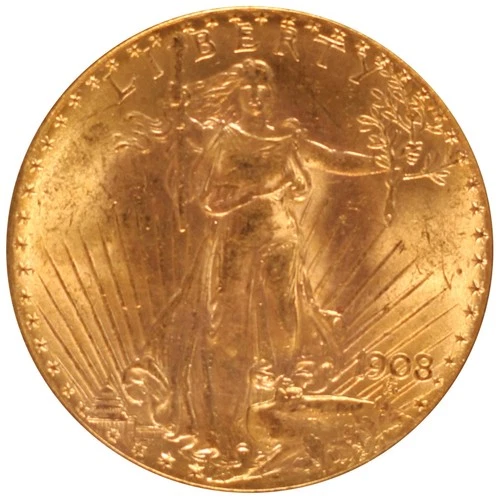 1908 $20 Motto Saint Gaudens PCGS MS64