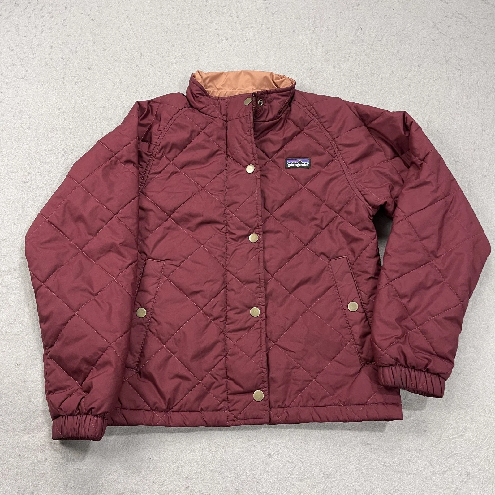 Patagonia Jacket Girls Kids Medium 10 Purple Diamond Quilted Puffer Zip 68060