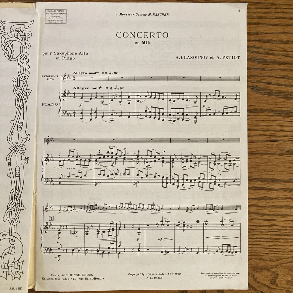 Glazounov Concerto for Alto Saxophone and Piano - Image 3 of 3