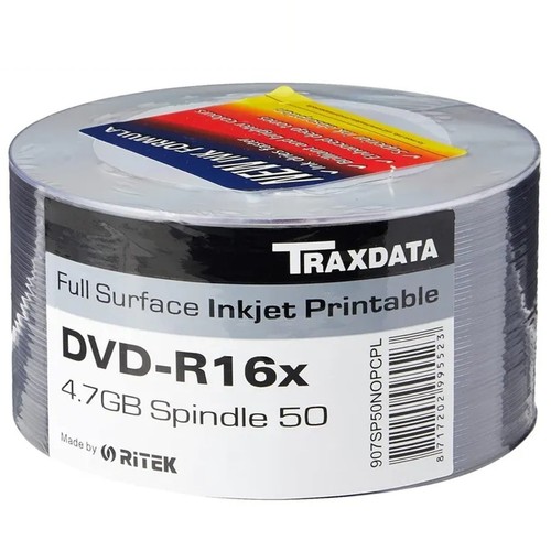 Ritek Traxdata DVD-R 16x White Inkjet Printable 4.7GB Blank DVD Discs 120min Lot - Picture 81 of 144