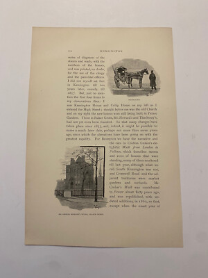 Kensington Palace Green Hansom Cab London England c. 1888 Print