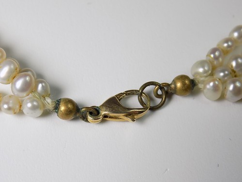 Damen Kette Collier Süßwasser Zuchtperlen 585er Gold Schließe 3 Reihig 47 cm - Picture 4 of 10
