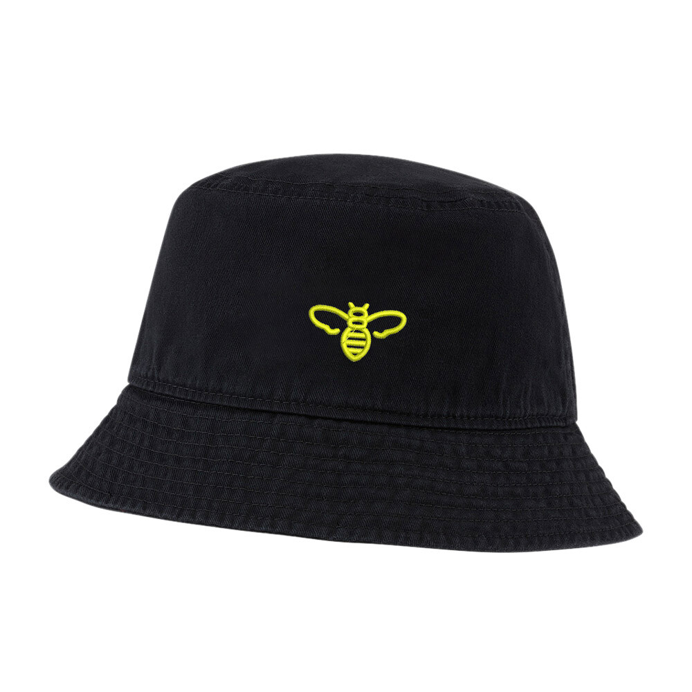 Cute Bee Embroidered Washed Cotton Unisex Bucket Hat for Men and Women-image