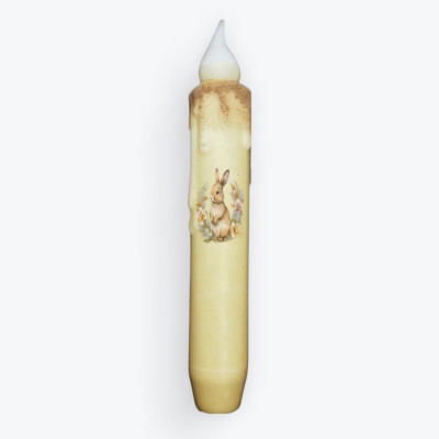 Easter Bunny with Florals 7'' Battery Taper Candle - Wax Dipped