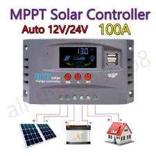 LCD Display MPPT Solar Panel Regulator Charger Controller 12V/24V System 100A