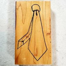 Wooden Mounted Rubber Stamp "Men's Tie" by Rubber Baby Buggy Bumpers 731K 1991