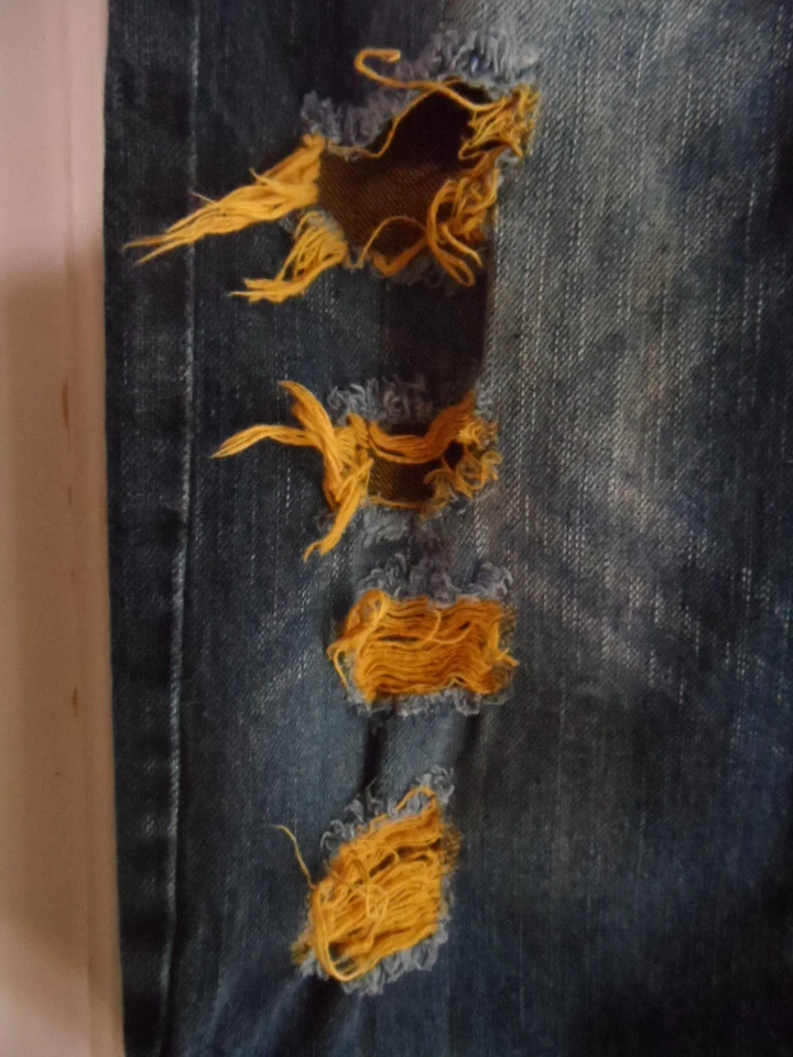 NUEVO Pantalones de mezclilla para niñas 16 SOUTH POLE desgastados de fábrica azul oscuro con entrepierna dorada 28" Foto 3 de 4