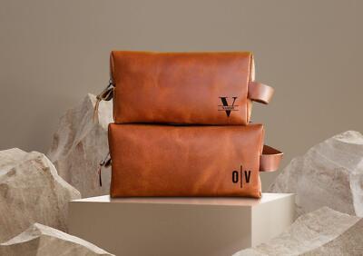 Vellaire Personalized Leather Toiletry Bag, Handmade Genuine Leather,  Groomsmen