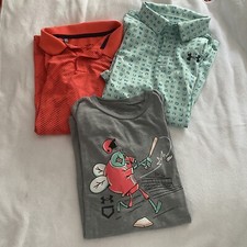 Boys Under Armour playoff polo and t shirt lot YLG large