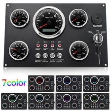 5 Gauges Set with Instrument Panel 0-3000RPM 7 Colors LED For Marine Boat Yacht 