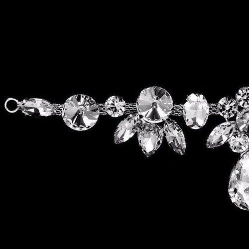 Applique matrimonio strass diamante cucito su cristallo toppa colla su motivo - Foto 7 di 10
