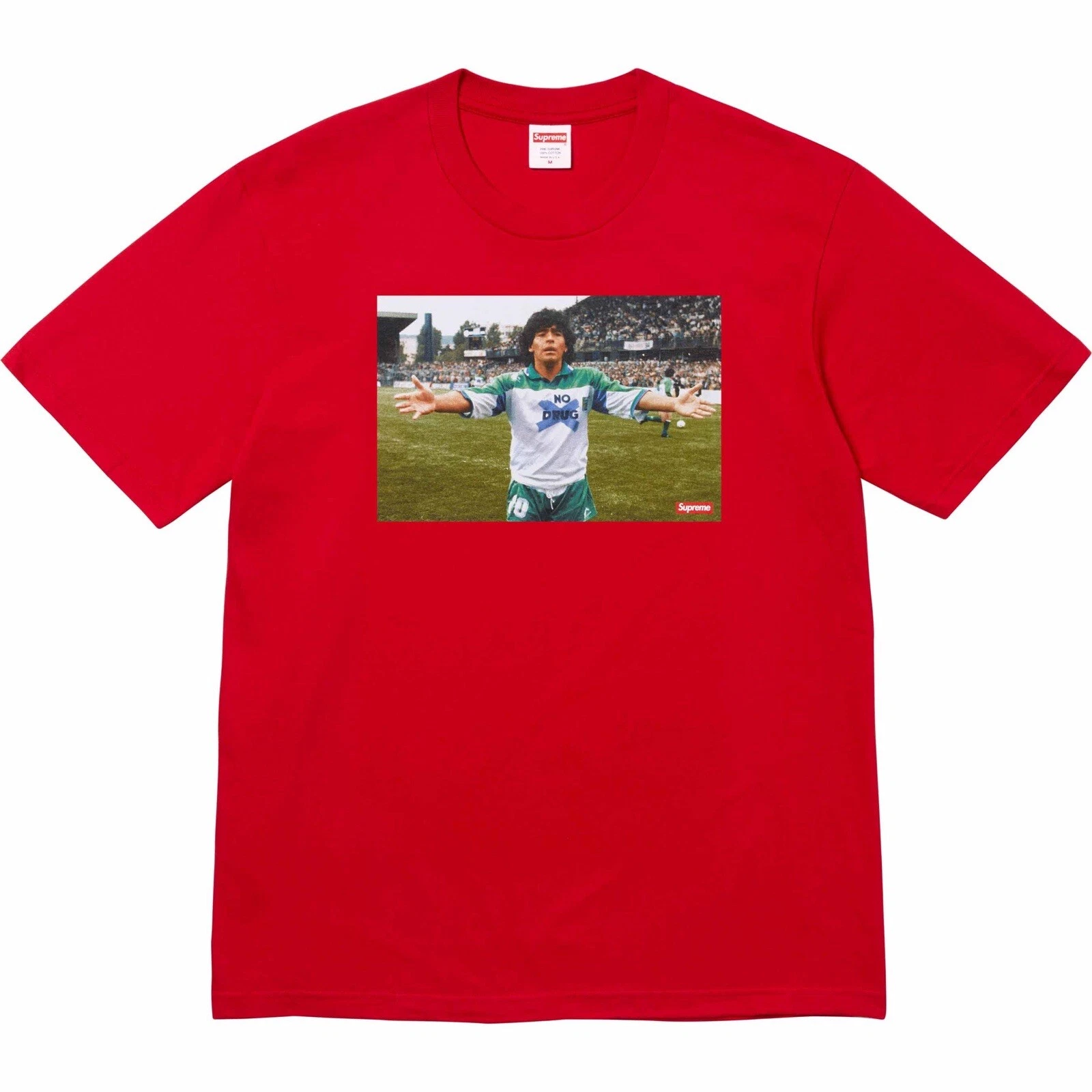 T shirt à manches courtes logo SUPREME Maradona en coton rouge T shirt SS24 taille XL