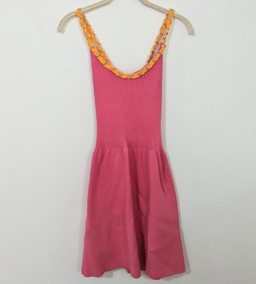 Zara Ribbed Knit Skater Dress Contrast Gold Chain Cross Back Mini Pink Medium M | eBay Zara Ribbed Knit Skater Dress Contrast Gold Chain Cross Back Mini Pink Medium M | eBay