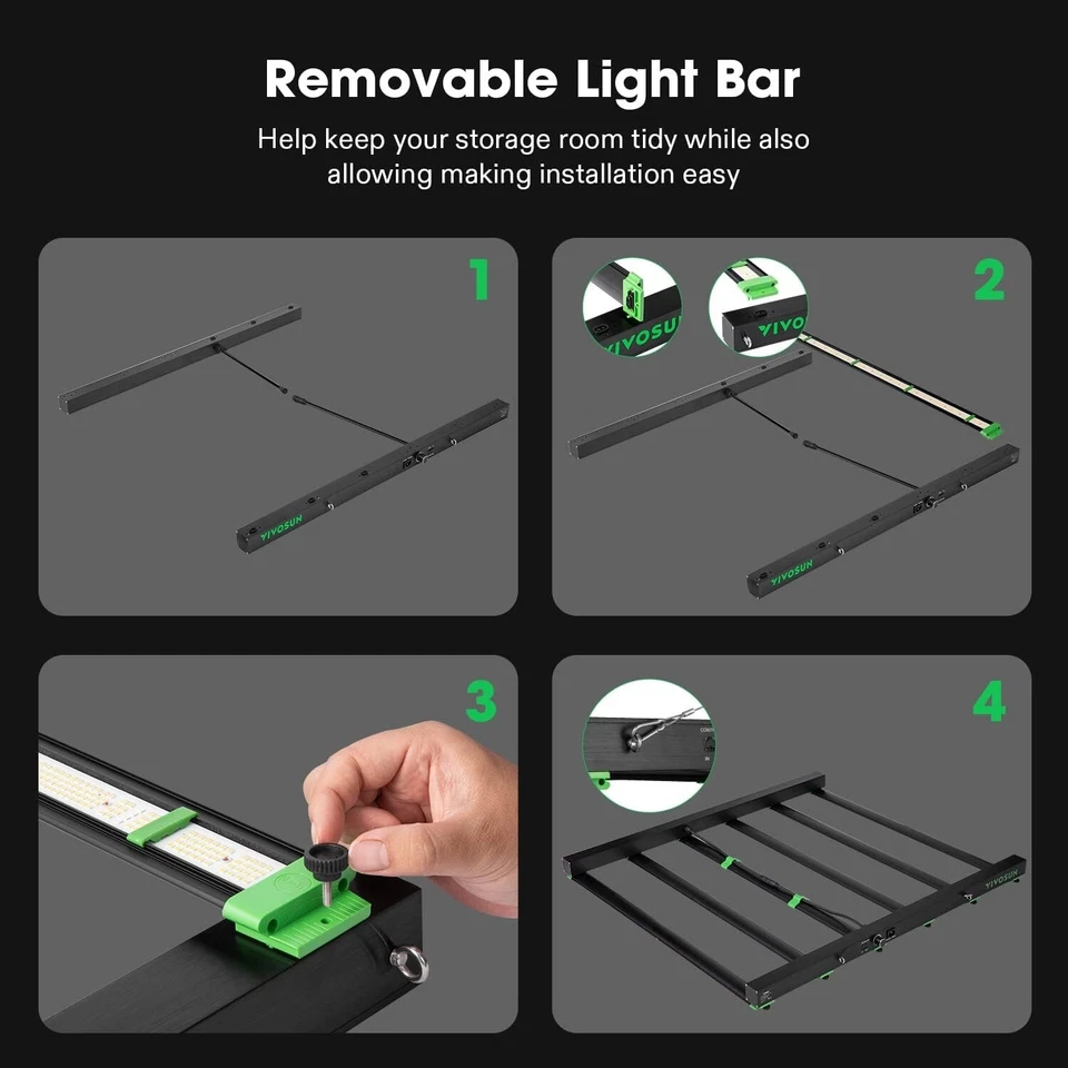 VIVOSUN VSFD650 Detachable 650W LED Grow Light Bar Dimmable w/ UR/IR Light - Image 3 of 4