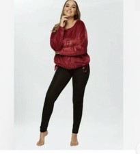 Ann Summers Darling Burgundy Black Pyjama Loungewear Set Small - BNWT