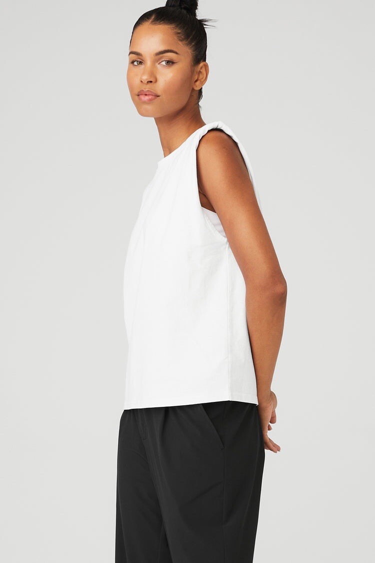 Alo Yoga Womens Headliner Shoulder Pad Sleeveless Tee