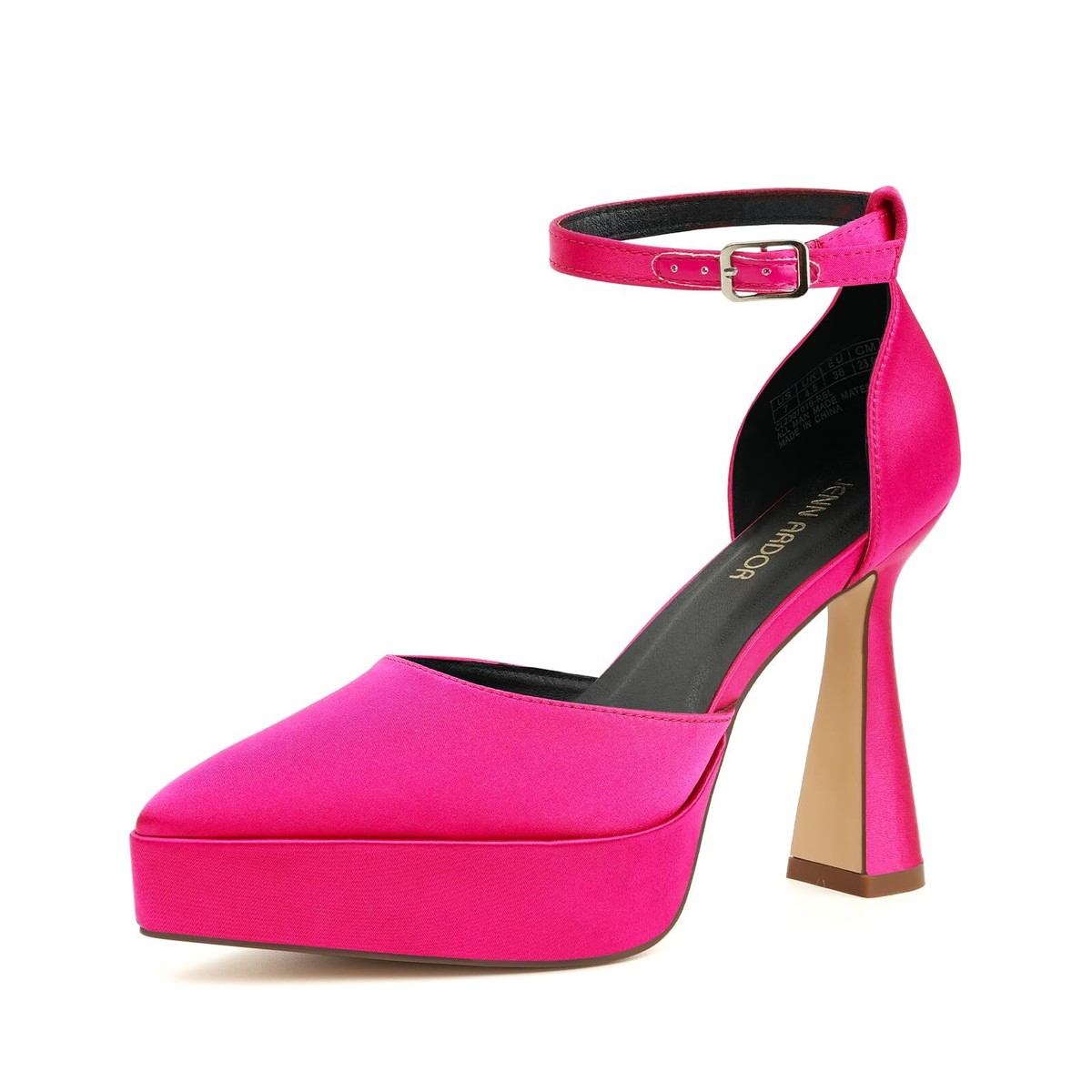 Women Ankle Strap Chunky High Heels Buckle Closed Toe