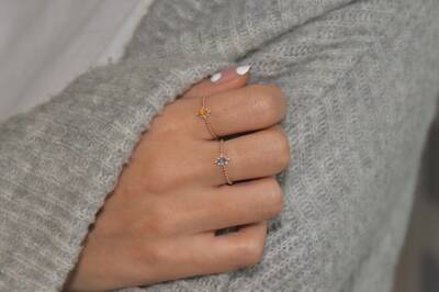 Blue Sapphire Marquise Diamond Ring Band, Gemstone Diamond Ring, 14k Diamond 