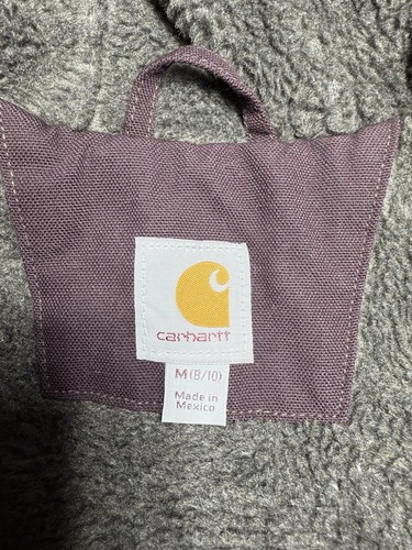 Youth Carhartt Jacket Coat Size M 8/10 Maroon Hood Sherpa Lined Thick CLEAN!! - Picture 11 of 22