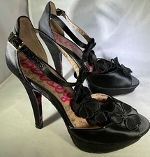 Betsey Johnson Satin Slingback peep Toe Stiletto Sandals Womens Size 8