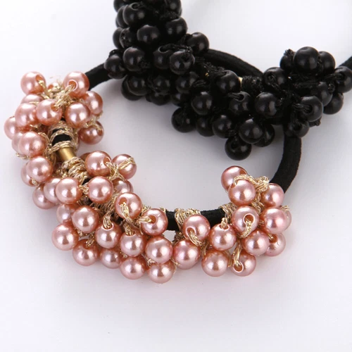 Pearls Beaded Ponytail Holder Girls Scrunchies Elastic Hair Bands Rubber Rope US - Picture 6 of 27