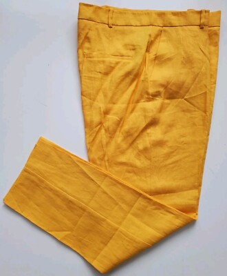 NWT MNG 100% Solid Linen Yellow Men's Pants. Eur44, USA12, Mex11. Vietnam Made. 