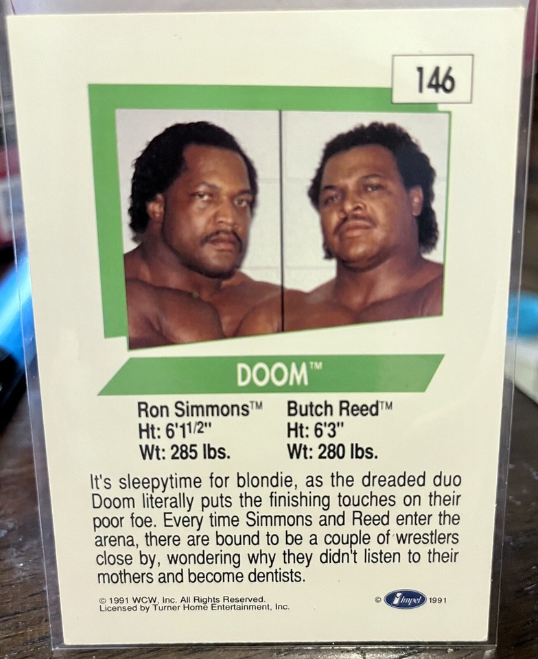 1991 Impel WCW #146 “Doom” Butch Reed Ron Simmons Wrestling Card ...